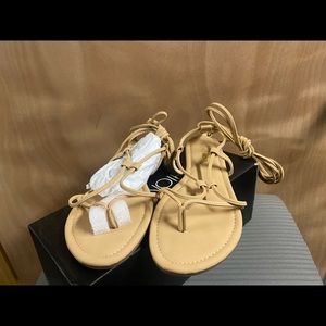 Tan Lace up leg gladiator